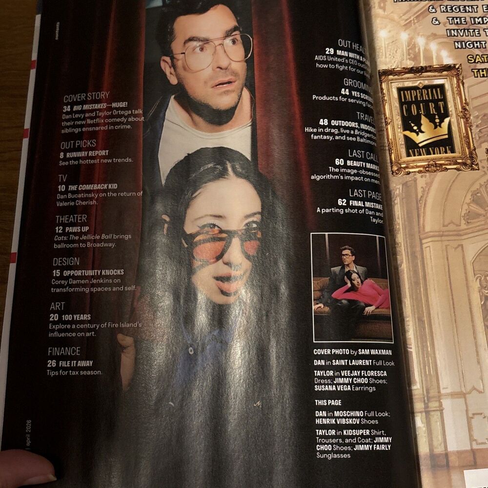 Out / The Advocate Magazine March / April 2026 LGBTQ Dan Levy Taylor Ortega NEW - Picture 4 of 9